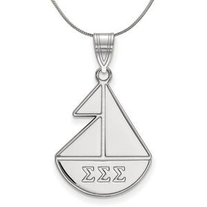 Sterling Silver Sigma Sigma Sigma Medium Pendant Necklace - 24 Inch